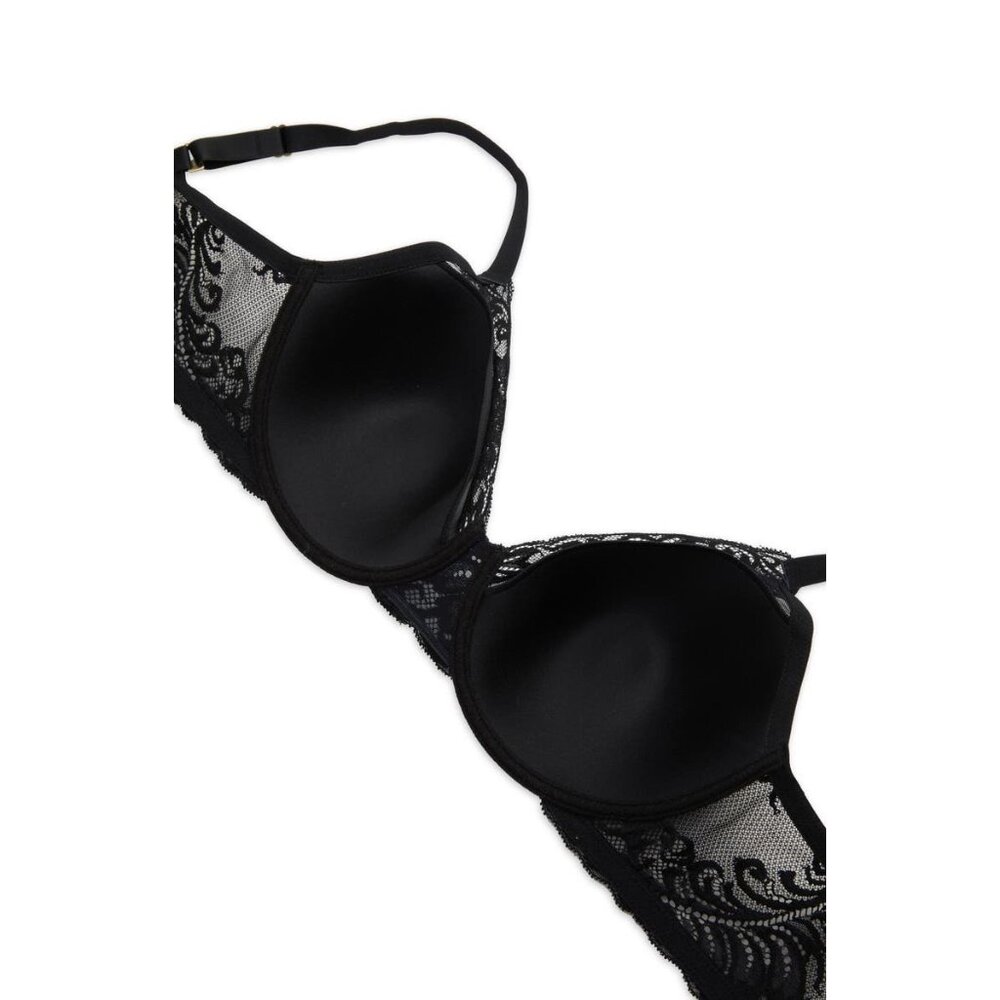🆕NATORI Full Figure Deep Plunge Feathers UW T-Shirt Bra 42H Black #741299 - Picture 6 of 10